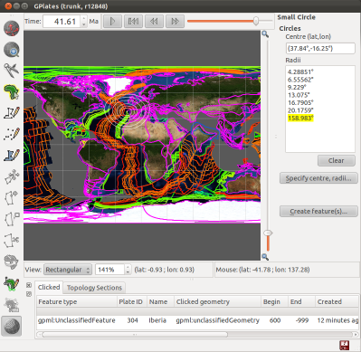 Screenshots from GPlates 1.2